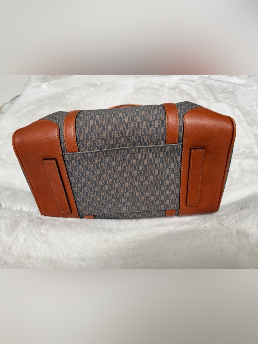 Beanpole Bourke Brown Canvas Monogram Satchel with Tan Leather Trim - Picture 6 of 14